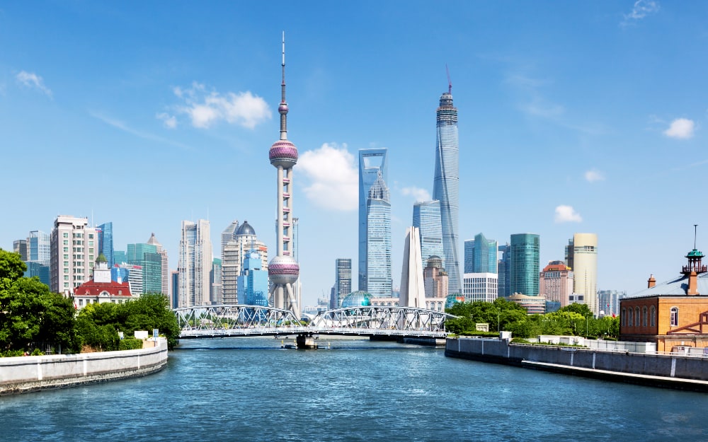 Shanghai skyline in sunny day